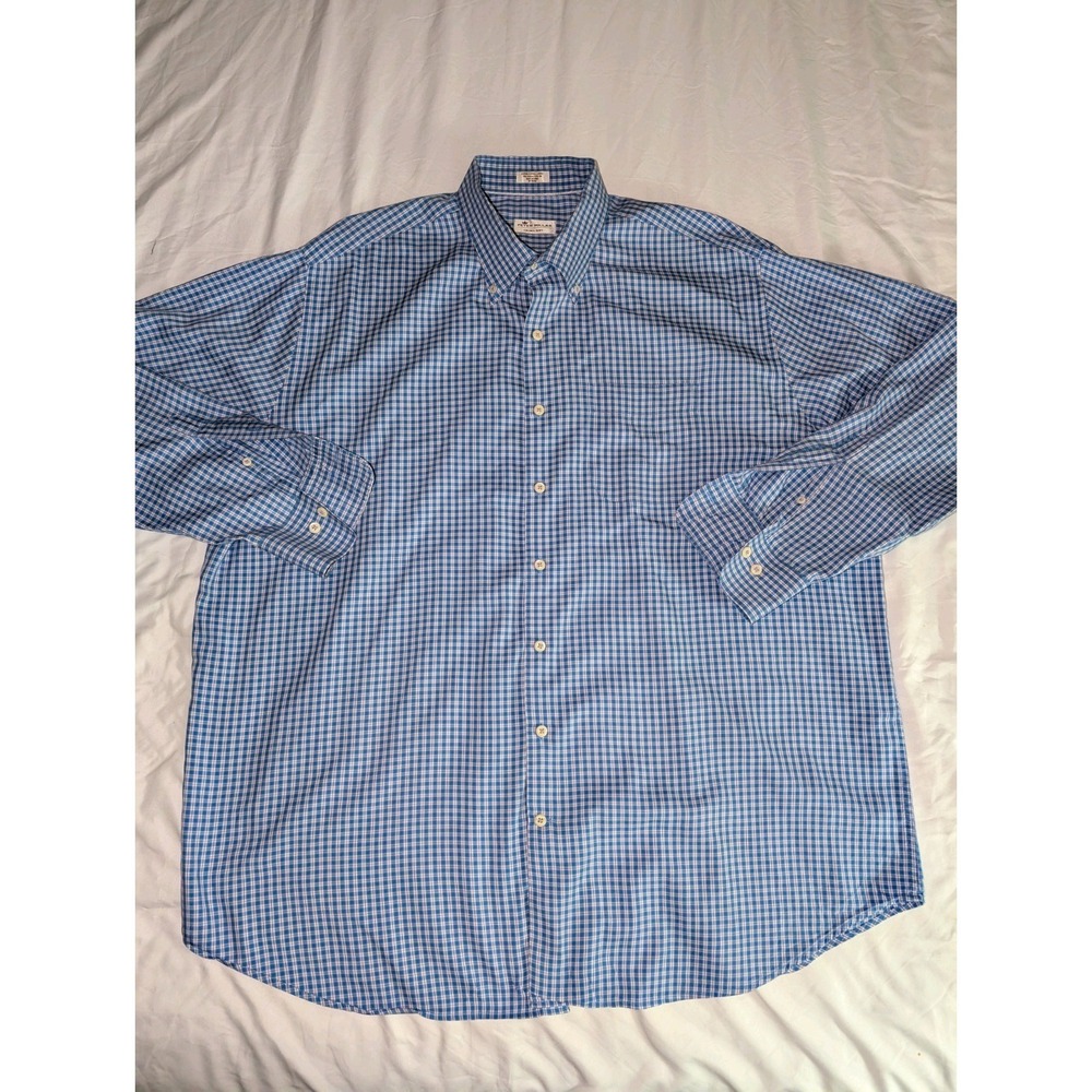 Peter Millar Crown Soft Mens XXL Blue Plaid‎ Button Down Dress Shirt